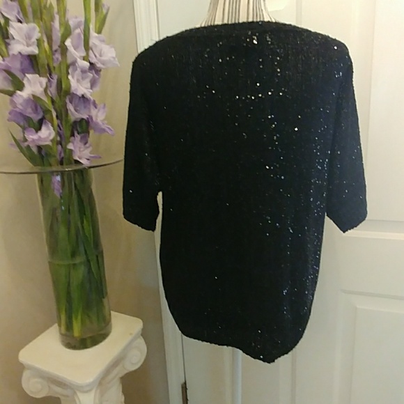 Nue Options Petite Sequin Top-PL - Picture 4 of 6